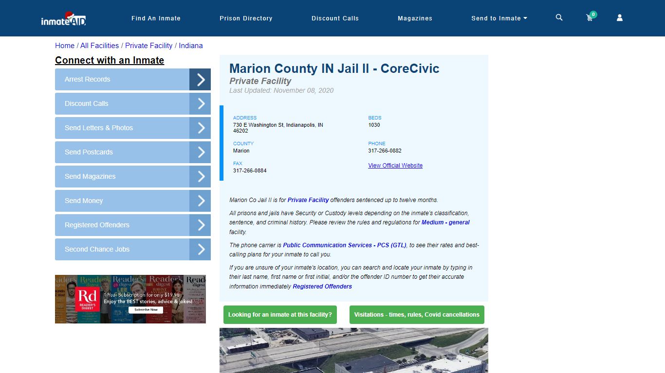 Marion County IN Jail II - CoreCivic - Inmate Search - Indianapolis, IN